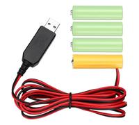 QUARKZMAN Éliminateur de piles AA USB 5V universel 4 piles 6V 2M | câble d'alimentation, pour lampes DEL, radios, horloges, jouets