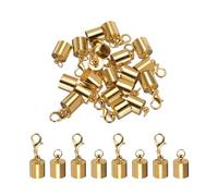 QUARKZMAN Embouts de Cordon Pliables en Or Rose de 10 mm OD avec Couvercles de Sertissage et Fermoirs Mousqueton pour la Fabrication de Bijoux DIY pour Bracelets et Colliers 5 Pièces