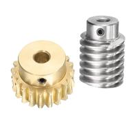 QUARKZMAN Engrenage À Vis Sans Fin 20T Module 1.5 Taux De Réduction 20:1, Roue De Boîte D'Engrenage De Rotation Droite(Engrenage- Alésage De 8mm, Tige En Acier #45 Alésage De 8mm)