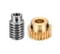 QUARKZMAN Engrenage À Vis Sans Fin 25T Module 1 Taux De Réduction 25:1, Rotation Droite Boîte De Vitesses Roue (Engrenage Laiton-Alésage 10mm, Tige Acier #45 Alésage 8mm)