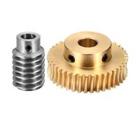 QUARKZMAN Engrenage À Vis Sans Fin 40T Module 1 Rapport De Réduction 40:1, Rotation Droite Boîte Roue (Engrenage Laiton-Alésage 10mm, Tige Acier #45 Alésage 8mm)