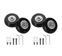 QUARKZMAN Ensemble de 2 Roues de Remplacement pour Bagages 54 X 18 Mm/2,1" X 0,7" Roues Pivotantes en Caoutchouc avec Roulements Kits de Réparation pour Valise Inline Skate Extérieur, Noir