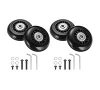 QUARKZMAN Ensemble de 2 Roues de Remplacement pour Bagages 64 X 24 Mm/2,5" X 0,9" Roues Pivotantes en Caoutchouc avec Roulements Kits de Réparation pour Valise Inline Outdoor Skate, Noir