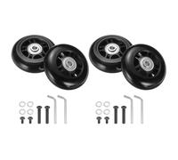 QUARKZMAN Ensemble de 2 Roues de Remplacement pour Bagages 69 X 24 Mm/2,7" X 0,9" Roues Pivotantes en Caoutchouc avec Roulements Kits de Réparation pour Valise Inline Skate Extérieur, Noir