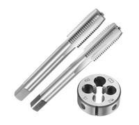 QUARKZMAN Ensemble de 3 Tarauds et Filières Métriques à Main, M12 x 1,5 Tarauds Coniques/Intermédiaires et Filière Ronde, Kit d'Outils de Filetage à Main pour la Réparation de Filetages