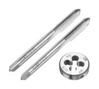 QUARKZMAN Ensemble de 3 Tarauds et Filières Métriques à Main, M7 x 0.75 Tarauds Coniques/Intermédiaires et Filière Ronde, Kit d'Outils de Filetage à Main pour la Réparation de Filetages