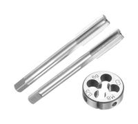 QUARKZMAN Ensemble de 3 Tarauds et Filières Métriques à Main, M8 x 0.75 Tarauds Coniques/Intermédiaires et Filière Ronde, Kit d'Outils de Filetage à Main pour la Réparation de Filetages