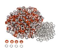 QUARKZMAN Ensemble de 300 Œillets en Métal de 5 mm Avec Rondelles Pour Chaussures, Vêtements, Ceintures, Étiquettes, Sacs, Tissus, Cuir, Projets Diy, Couleur Orange
