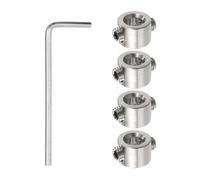 QUARKZMAN Ensemble de 4 Butées de Perçage de 6 mm, Réglables en Acier Inoxydable, avec Anodisation de Surface, pour Positionner les Forets, avec Clé Hexagonale, Couleur Argent