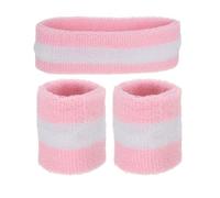 QUARKZMAN Ensemble de Bandeaux de Sport en éponge Terry Bandeau Poignet 7"x2" Bandeau Absorbant la Transpiration pour Femmes Hommes Entraînement Exercice Basketball (Rose/Blanc)