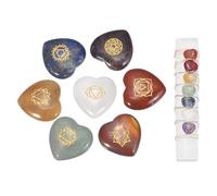 QUARKZMAN Ensemble De Pierres Runes Gravées Avec Alphabet Elder Futhark, Pierres Cristal Sept Couleurs Pierres Cœur Pierres Amour Équilibrage Méditation Massage Cadeaux Pierres Anti-Stress