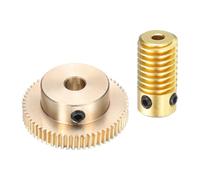 QUARKZMAN Ensemble de Pignons à Vis Sans Fin - Module 0,5 Taux de Réduction de 60:1 Diamètre de Trou de 3 mm Arbre de Pignon et Diamètre de Trou de 6 mm Roue de Pignon 60T (Laiton)