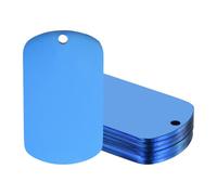 QUARKZMAN Étiquette poinçonnable 6 Pièces 40x24mm Acier Inoxydable | Plaques vierges carrées électroplaquées, avec trou, pour pendentifs et porte-clés, bleu, pour bracelets animaux faits main