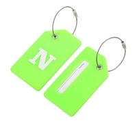 QUARKZMAN Étiquettes de Bagage en Silicone 9x5cm Étiquettes d'Identification pour Porte-Cartes d'Identité pour Sac de Voyage Lettre Initiale N, Vert, 2 Pcs