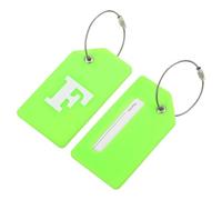 QUARKZMAN Étiquettes de Bagage en Silicone 9x5cm Étiquettes d'Identification pour Porte-Cartes d'Identité pour Sac de Voyage Lettre Initiale F, Vert, 2 Pcs