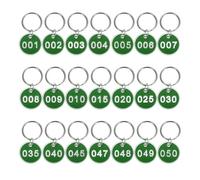 QUARKZMAN Etiquettes Numérotées De 1 À 50, Étiquettes Métalliques En Aluminium Rondes De 30mm Avec Anneaux Pour Clés Porte-Clés Numérotés Étiquettes Pour Bagages Étagères, Vert