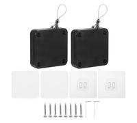 QUARKZMAN Fermeture De Porte Coulissante Automatique Sans Percussion 1000g, Ferme-Porte Multifonction Avec Capteur De Tempête Et Câble En Acier Pour Chambre Tempête Salle(Noir Lot De 2)