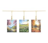 QUARKZMAN Fil Métallique pour Accrocher des Photos avec 12 Pinces Crocodile, 5Ft Cadres Photos Collage ornementation Murale pour Accrocher Photos Notes Cartes Postales Art Or