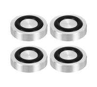 QUARKZMAN Filetage M8 20mm Dia 8mm Épais Cercle Aluminium Disque 4Pcs | Adaptateur de Dessus en Verre, Patins de Pieds de Table Ronds Solides avec Anneau Caoutchouc Antidérapant
