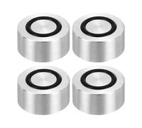 QUARKZMAN Filetage M8 30mm Dia 20mm Épaisseur Cercle en Aluminium Disque Adaptateur de Dessus de Verre 4pcs Patin de Pied de Table Ronde Solide avec Anneau Caoutchouc Antidérapant