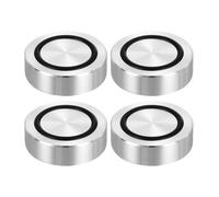 QUARKZMAN Filetage M8 40mm Dia 12mm Épaisseur Cercle en Aluminium Disque Adaptateur Dessus de Verre 4pcs Patin de Pied de Table Ronde Aluminium Solide avec Anneau Caoutchouc Antidérapant