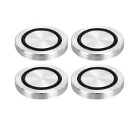 QUARKZMAN Filetage M8 40mm Dia 6mm Épaisseur Cercle en Aluminium Disque Adaptateur de Dessus de Verre 4pcs Patins de Pied de Table Ronde Solide avec Anneau Caoutchouc Antidérapant