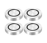 QUARKZMAN Filetage M8 60mm Dia 12mm Épaisseur Cercle en Aluminium Disque Adaptateur Dessus en Verre 4pcs Patin de Pied de Table Ronde Aluminium Solide avec Anneau Caoutchouc Antidérapant