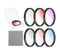 QUARKZMAN Filtre d'Objectif Dégradé Orange, Jaune, Bleu, Violet, Rouge, Gris 62mm, 6 Pièces Kit d'Accessoires pour Objectif d'Appareil Photo Reflex avec Étui et Chiffon de Nettoyage