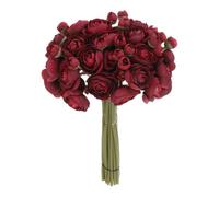 QUARKZMAN Fleurs Artificielles de Renoncule, 18Pcs Bouquets de Fleurs en Soie Fausse Rouge Foncé pour Bricolage Bouquet Maison Mariage Centres de Table Arrangements Floraux Extérieurs