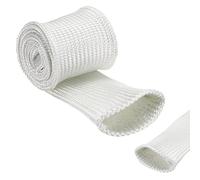 QUARKZMAN Gaine Cable Electrique 40mm ID 1 Mètre de Longueur Haute Température Manchon en Fibre de Verre, Blanc