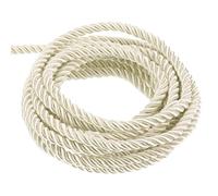 QUARKZMAN Garniture de Cordon Torsadé, 11 Yard 5mm 3-Ply Twine Braided Rope Shiny Thread String pour Craft Gift Bag Curtain Christmas Decor, Cream White - 10M