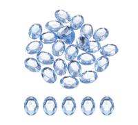 QUARKZMAN Gemmes Ovales en Acrylique 18x25 mm à Dos Plat, Bleu Clair 25Pcs | Strass Artificiels, pour l'Artisanat DIY, Perles, Mariage, Peinture sur Visage, Fabrication de Bijoux