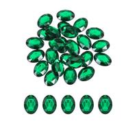 QUARKZMAN Gemmes Ovales en Acrylique 18x25 mm à Dos Plat, Vert 25Pcs | Strass Artificiels, pour l'Artisanat DIY, Perles, Mariage, Peinture sur Visage, Fabrication de Bijoux