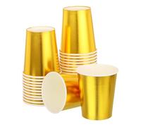 QUARKZMAN Gobelets en Papier Jetables, Lot de 50 Gobelets Décoratifs de 9 OZ pour Café, Thé, Adaptés pour les Fêtes, Pique-Niques, Voyages et Événements (Or)