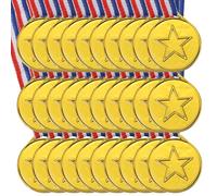 QUARKZMAN Gold Medals Plastic Winner Award Medals Pentagram Pattern with Neck Ribbon pour Sports Games Competitions Talent Show Party Favors 80 Pieces