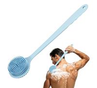 QUARKZMAN Grattoir De Dos En Silicone, Grattoir De Dos Pour Douche Brosse De Douche À Long Manche Avec Âme En Nylon Double Face Exfoliant Masseur Corporel Doux Pour Hommes Femmes, Bleu Clair