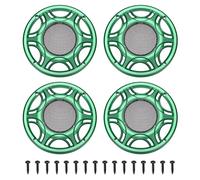 QUARKZMAN Grille de Haut-Parleur Auto 6 Pouces Ronde Lot de 4 Verte | Filet Métallique, Cadre ABS avec Vis, pour Accessoires Audio de Voiture, de Caisson de basses