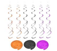 QUARKZMAN Guirlandes à Suspendre en Double Bande pour Décorations de Plafond avec Spirales Suspendues et Crochet de suspensions pour Anniversaire, Lot de 30 (Noir, Orange, Violet Foncé)