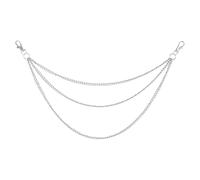 QUARKZMAN Hip Hop Pants Chain, 33/38/48cm Punk Trousers Jeans Chain Three-Layer Link Chains Goth Layered Wallet Pocket Chains For Women Men Clothing Accessories(Silver)