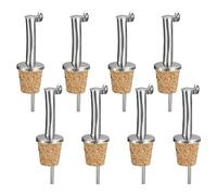 QUARKZMAN Inox Acier Bouteille Verseurs, 10pcs Auto Retourne Olive Huile Bec Verseur, Liège Conception Vin Bouteille Bouchons, pour Verse Liquide, Olive Huile, Vin, Vinaigre
