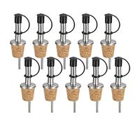 QUARKZMAN Inox Acier Bouteille Verseurs, 10pcs Olive Huile Bec Verseur avec Caoutchouc Poussière Bouchons, Liège Conception Vin Bouteille Bouchons pour Verse Liquide, Olive Huile, Vin