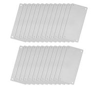 QUARKZMAN Inox Acier vide Etiquettes, 50 x 22mm Rectangle Gravure vide Carte avec 4 Trou pour Machine Plaque Signalétique Bricolage Étiquetter Étiquette, 25pcs (Argent Ton)