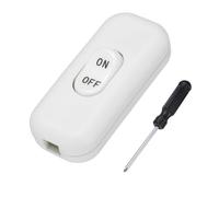QUARKZMAN Interrupteur Inline À Fil, 250V 6A Interrupteur Marche Arrêt Avec Borne De Mise À La Terre Et Tournevis Remplacement Réparation Bouton De Contrôle ON OFF Pour Lampes LED, Blanc