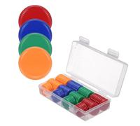 QUARKZMAN Jetons de Poker en Plastique 100 Pièces 20mm | Orange/Bleu/Vert/Rouge, Vierges Mini Opaques, Pions de Bingo, Disques, avec Boîte de Rangement, pour Comptage Mathématique
