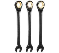 QUARKZMAN Jeu de 3 Clés à Cliquet Métriques 21-23 mm, Clé à Fourche Mixte 72 Dents en Acier Cr-V 12 Pans Nickelé pour Fixations, Écrous et Boulons