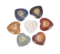 QUARKZMAN Jeu De Pierres Runes Gravées Avec Alphabet Elder Futhark, Pierres Cristal Sept Couleurs Pierres Cœur Pierres D'Amour Équilibrage Méditation Massage Cadeau Pierres Anti-Stress Pour