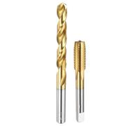QUARKZMAN Jeu De Taraud Et Foret, 1pcs Taraud À Filet Droit M12 x 1.75 & 1pcs Foret Hélicoïdal 10.2mm, Revêtement Titane HSS-6542 Kit D'Outils Pour Taraudage