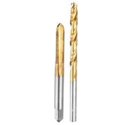 QUARKZMAN Jeu De Tarauds Et Mèches, 1pcs Taraud M6 x 1 À Filet Métrique À Tranchant Droit Et 1pcs Mèche Hélicoïdale De 5mm, Revêtement Titane HSS-6542 Kit D'Outils