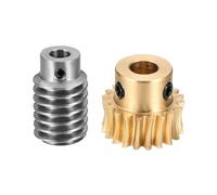 QUARKZMAN Jeu De Vis Sans Fin 20T Module 1 Taux De Réduction 20:1, Rotation Droite Boîte Roue De Réduction Pièce De Transmission (Engrenage Laiton-Alésage 8mm, Tige Acier #45 Alésage 5mm)