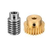 QUARKZMAN Jeu De Vis Sans Fin 25T Module 1 Taux De Réduction 25:1, Rotation Droite Boîte De Transmission Roue Réductrice (Engrenage En Laiton-6mm Alésage, Tige En Acier #45 8mm Alésage)